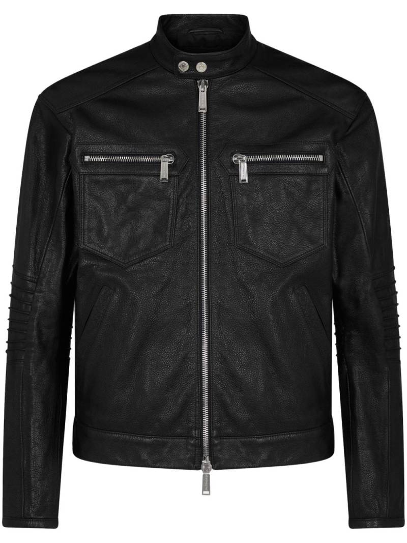 DSQUARED2 zip-up leather jacket - Black von DSQUARED2