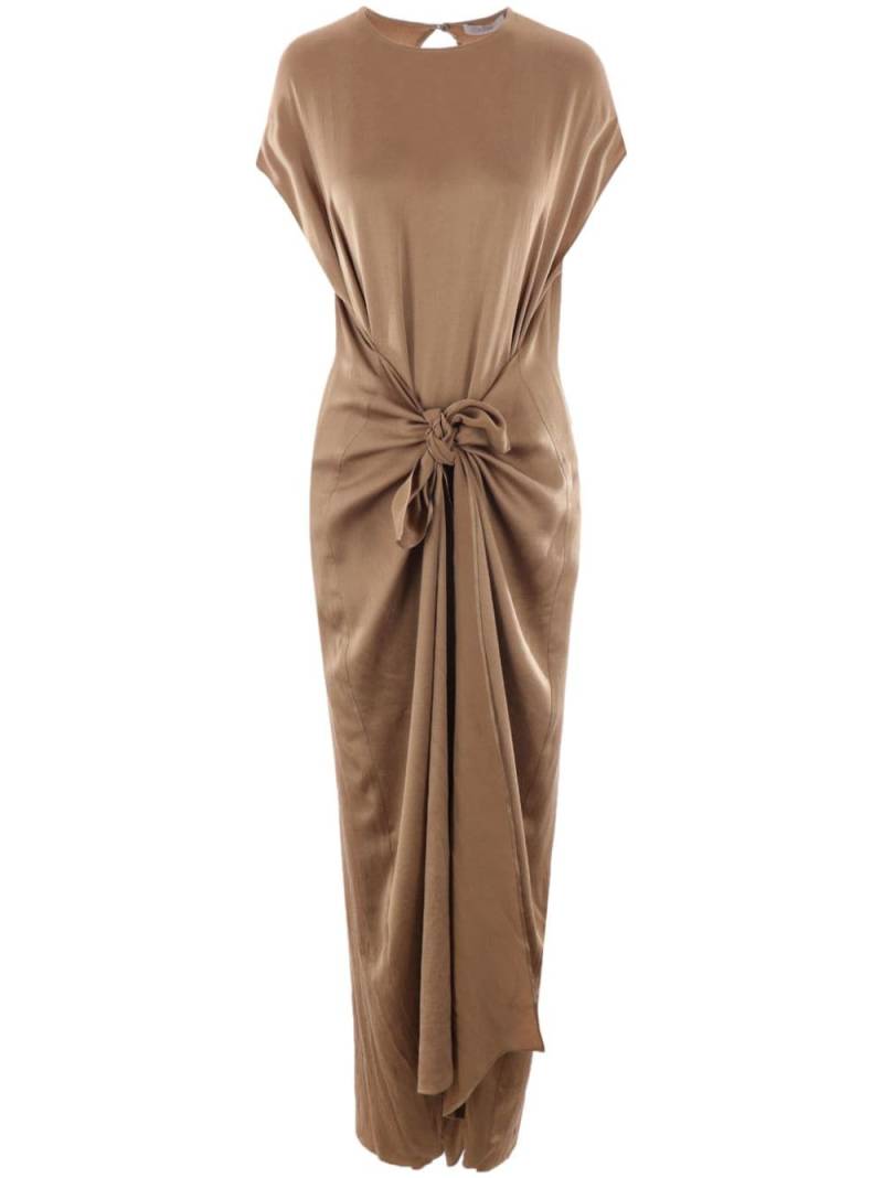 Dusan knot-detail silk jumpsuit - Brown von Dusan