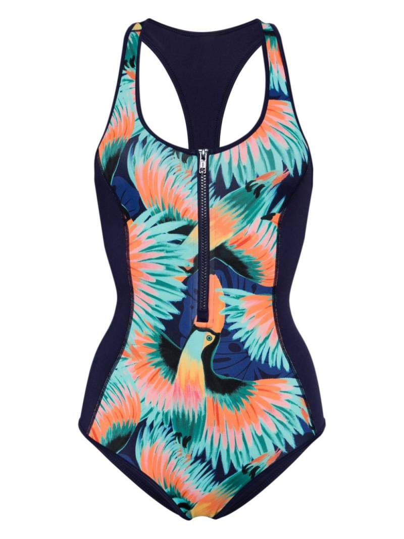 Duskii abstract-print racerback swimsuit - Multicolour von Duskii