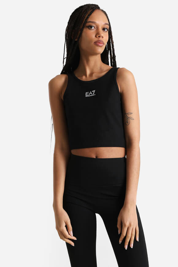 EA7 Emporio Armani Crop Tanktop | Black | Damen  | M von EA7 Emporio Armani