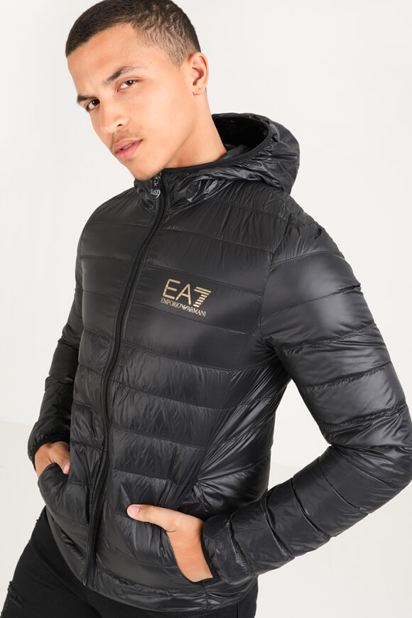 EA7 Emporio Armani Leichte Puffer Daunenjacke | Black + Gold | Herren  | L von EA7 Emporio Armani