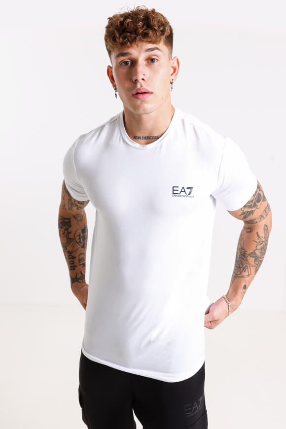 EA7 Emporio Armani T-Shirt | White + Black | Herren  | L von EA7 Emporio Armani