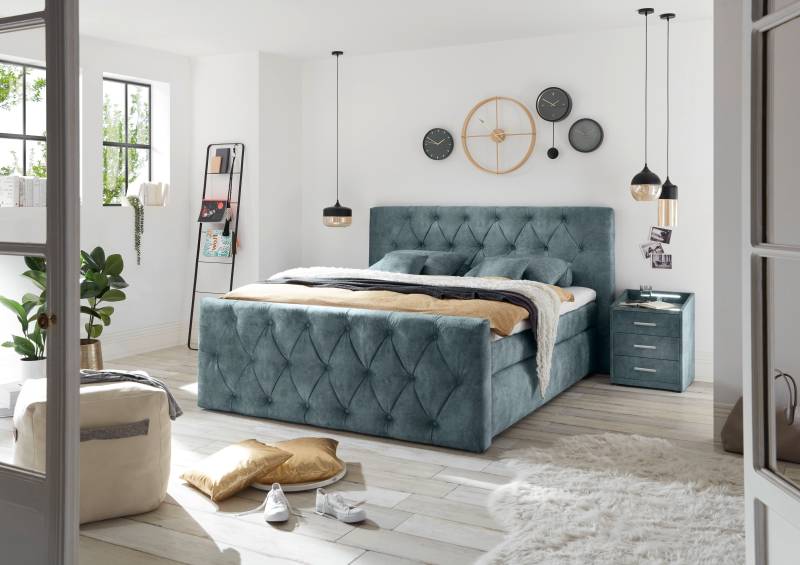 ED EXCITING DESIGN Boxspringbett »Hammonton«, inkl. Topper mit Klimaband und 2 versteckten Bettkästen von ED EXCITING DESIGN