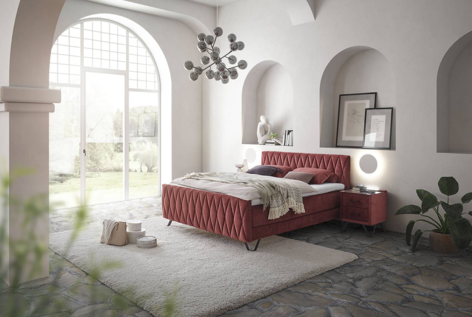 ED EXCITING DESIGN Boxspringbett »Marsala«, Duo-Matratze - harte Kokosmatte, weiche Filzabdeckung von ED EXCITING DESIGN