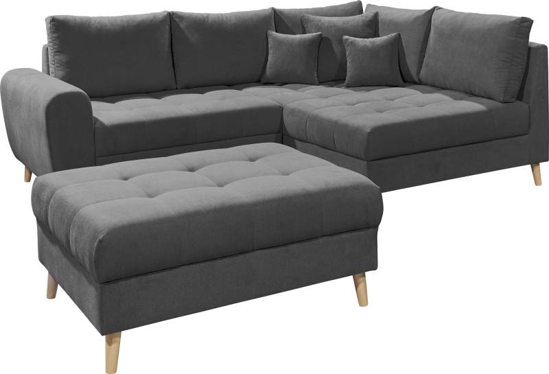 ED EXCITING DESIGN Ecksofa »Alice L-Form«, (Set), mit Hocker, Rückenkissen, Zierkissen, frei im Raum stellbar von ED EXCITING DESIGN