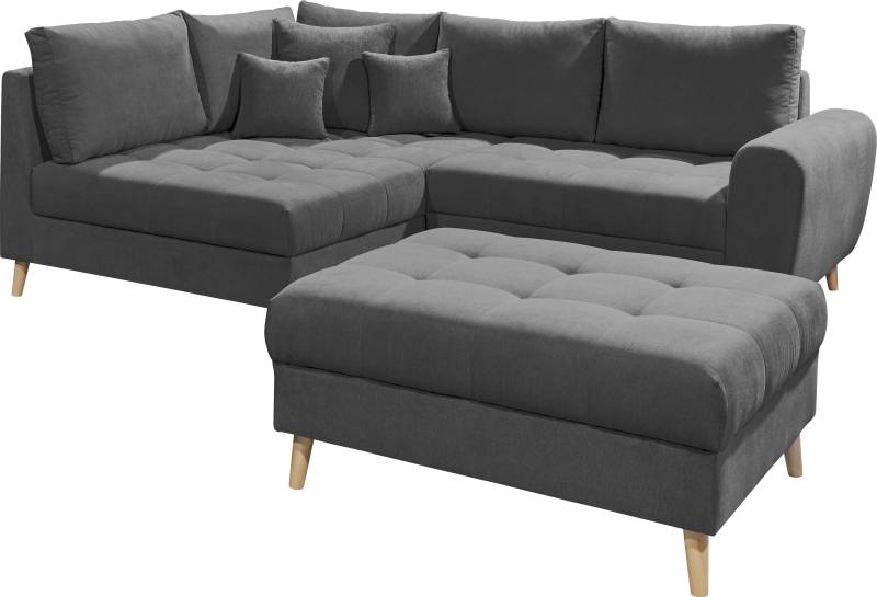 ED EXCITING DESIGN Ecksofa »Alice L-Form«, (Set), mit Hocker, Rückenkissen, Zierkissen, frei im Raum stellbar von ED EXCITING DESIGN