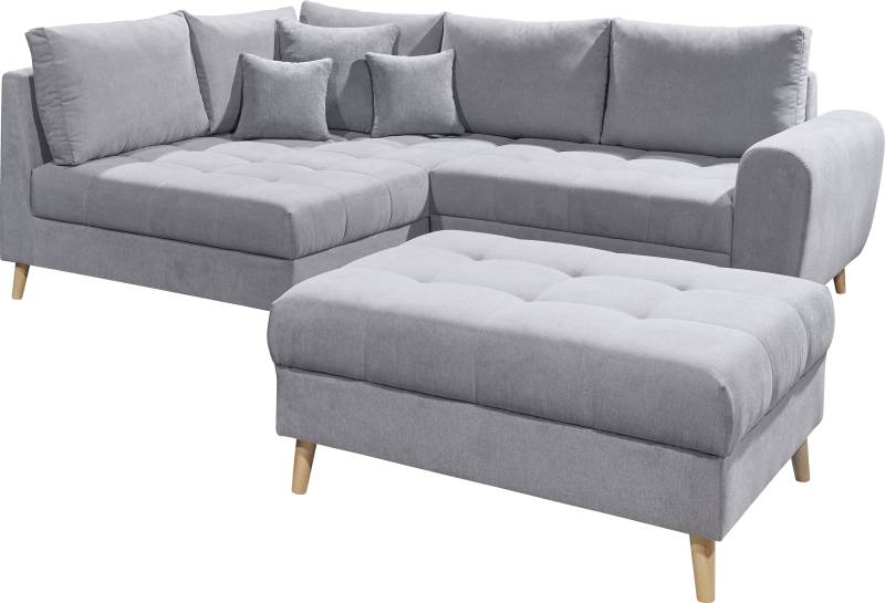 ED EXCITING DESIGN Ecksofa »Alice L-Form«, (Set), mit Hocker, Rückenkissen, Zierkissen, frei im Raum stellbar von ED EXCITING DESIGN