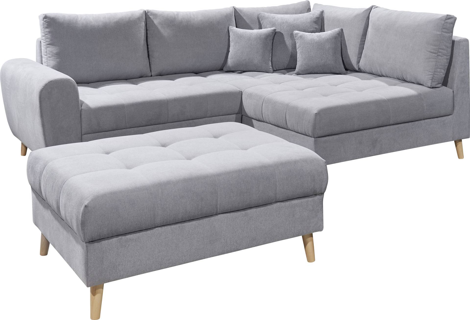 ED EXCITING DESIGN Ecksofa »Alice L-Form«, (Set), mit Hocker, Rückenkissen, Zierkissen, frei im Raum stellbar von ED EXCITING DESIGN