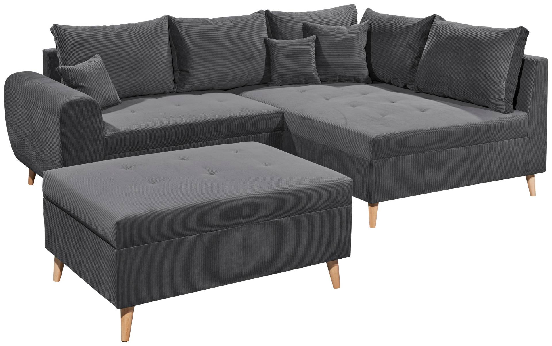 ED EXCITING DESIGN Ecksofa »Calanda L-Form«, mit Hocker, frei im Raum stellbar, Rücken- und Zierkissen von ED EXCITING DESIGN