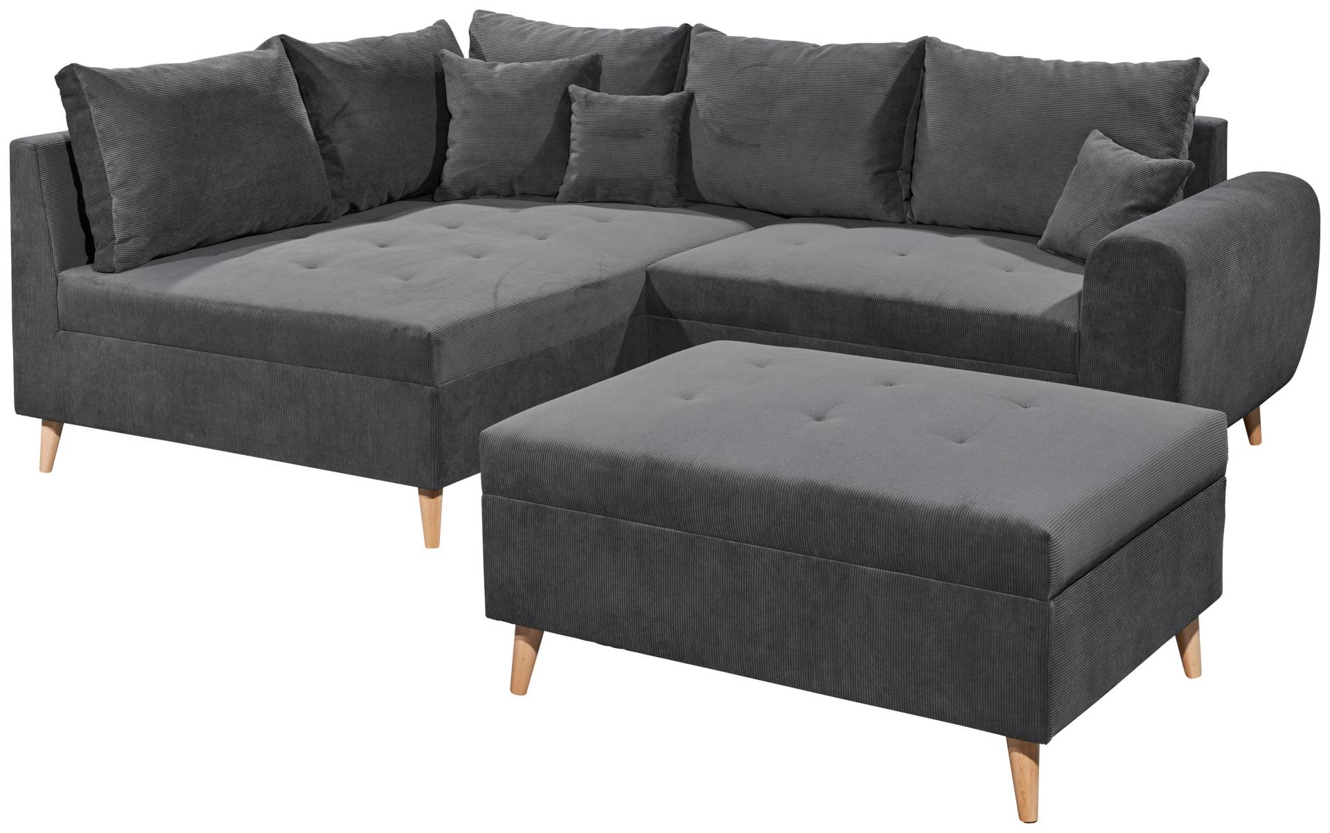 ED EXCITING DESIGN Ecksofa »Calanda L-Form«, mit Hocker, frei im Raum stellbar, Rücken- und Zierkissen von ED EXCITING DESIGN