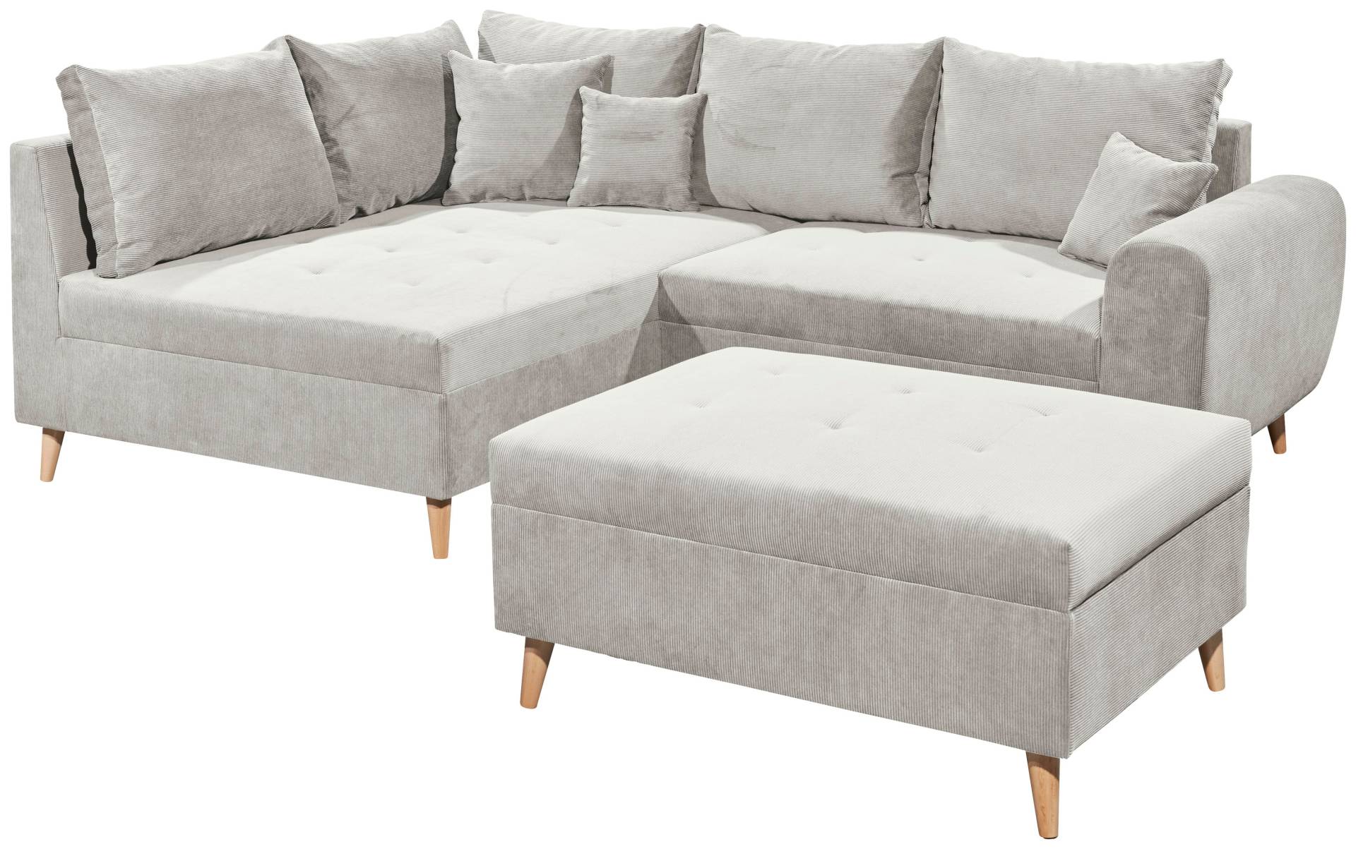 ED EXCITING DESIGN Ecksofa »Calanda L-Form«, mit Hocker, frei im Raum stellbar, Rücken- und Zierkissen von ED EXCITING DESIGN