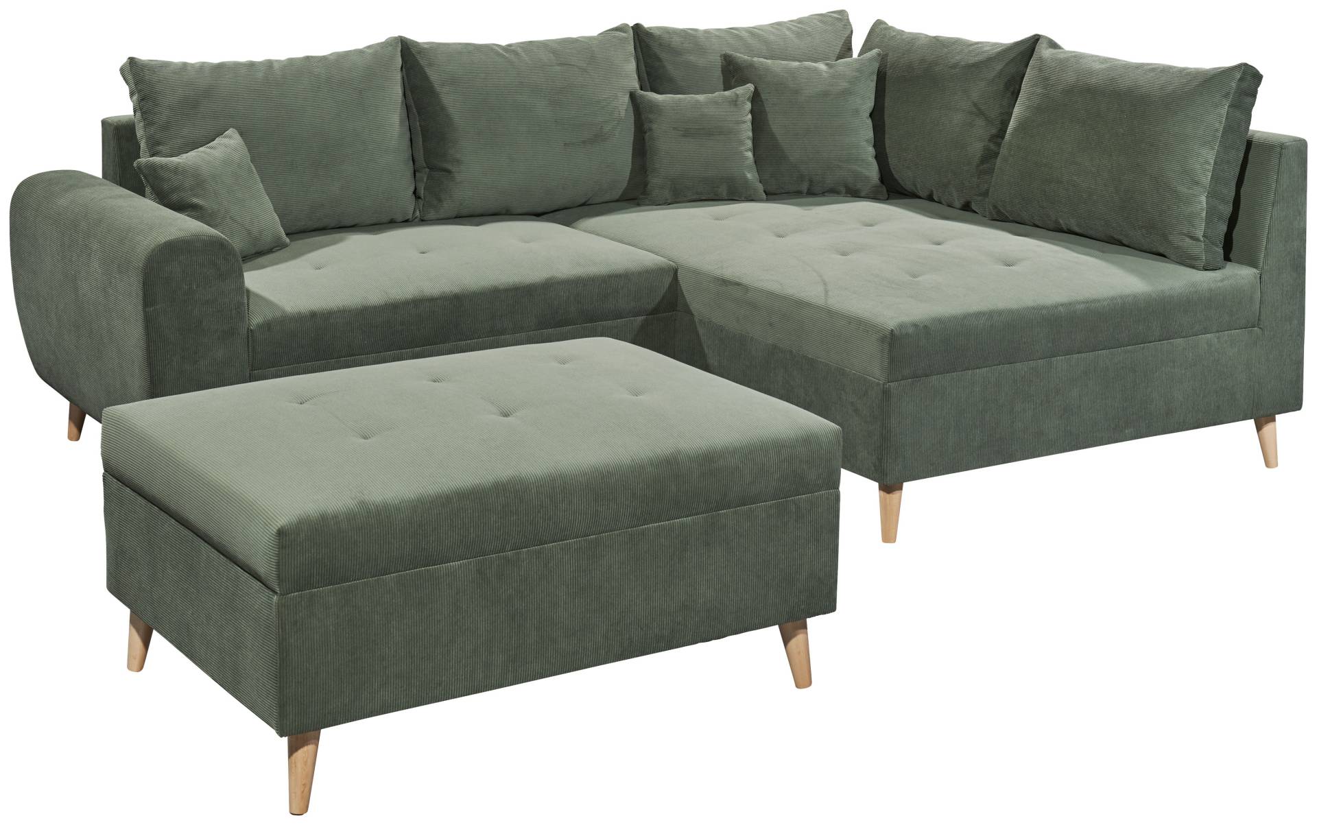 ED EXCITING DESIGN Ecksofa »Calanda L-Form«, mit Hocker, frei im Raum stellbar, Rücken- und Zierkissen von ED EXCITING DESIGN