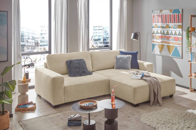 ED EXCITING DESIGN Ecksofa »Elba L-Form«, frei im Raum stellbar, mit 2 Rückenkissen, in Cord von ED EXCITING DESIGN