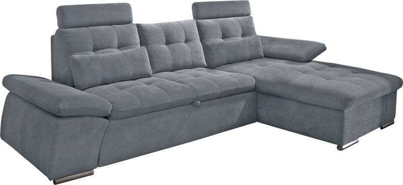 ED EXCITING DESIGN Ecksofa »Nalo L-Form«, mit Bettfunktion, Kopfstützen, Nierenkissen, Armteilverstellung von ED EXCITING DESIGN