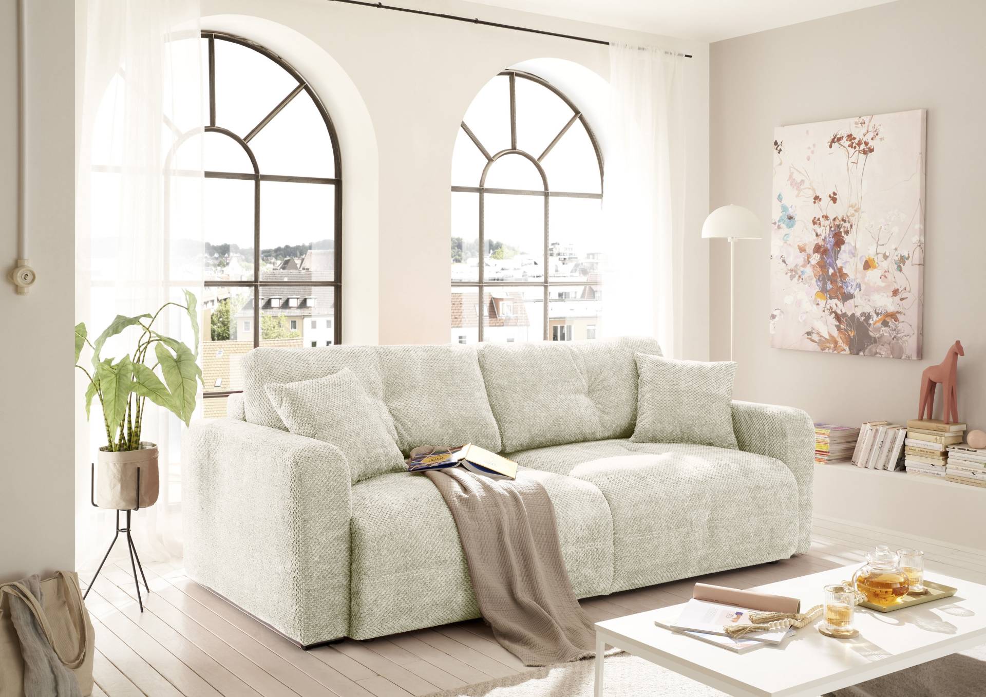 ED EXCITING DESIGN Schlafsofa »Bullet«, frei im Raum stellbar, mit Bettkasten, mit Schlaffunktion, 4 Kissen von ED EXCITING DESIGN