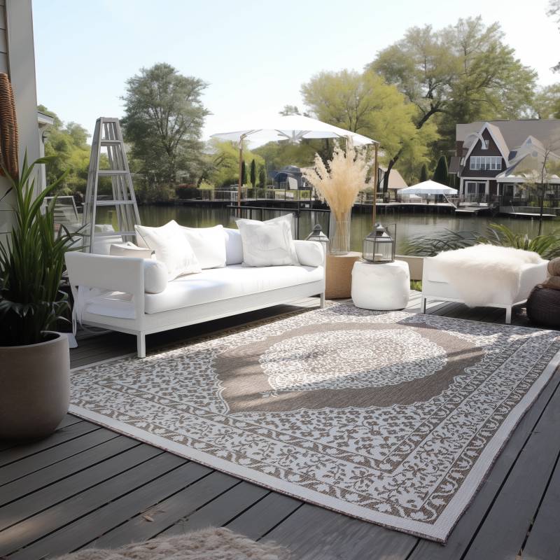 ELLE DECORATION Teppich »Meekly, In- und Outdoor«, rechteckig, Flachgewebe, In-& Outdoor, Modern, Wendeteppich, Balkon, Wohnzimmer von ELLE DECORATION