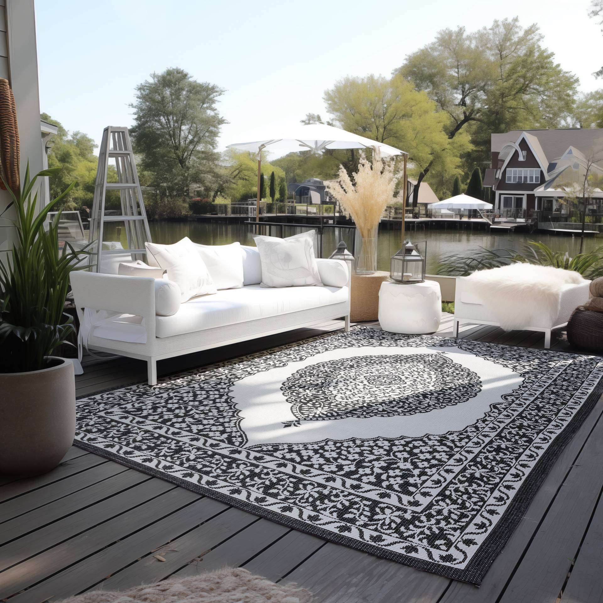 ELLE DECORATION Teppich »Meekly, In- und Outdoor«, rechteckig, Flachgewebe, In-& Outdoor, Modern, Wendeteppich, Balkon, Wohnzimmer von ELLE DECORATION