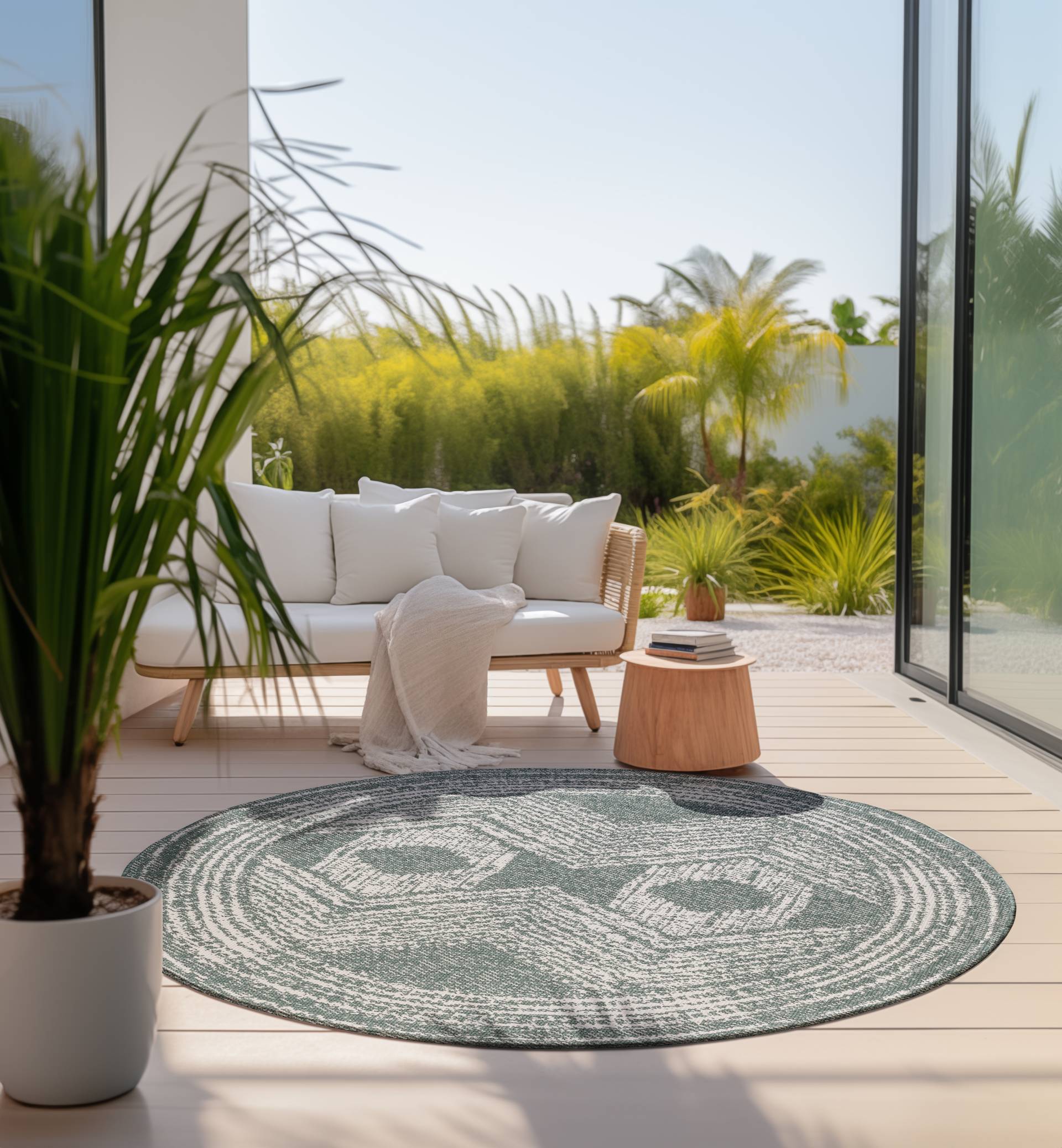 ELLE DECORATION Teppich »Merge, In- und Outdoor«, rund, Flachgewebe, In-& Outdoor, Modern, Wendeteppich, Balkon, Wohnzimmer von ELLE DECORATION