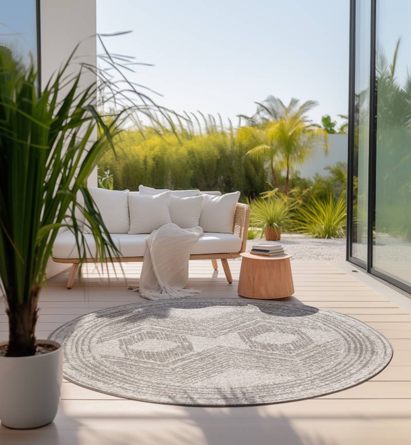 ELLE DECORATION Teppich »Merge, In- und Outdoor«, rund, Flachgewebe, In-& Outdoor, Modern, Wendeteppich, Balkon, Wohnzimmer von ELLE DECORATION