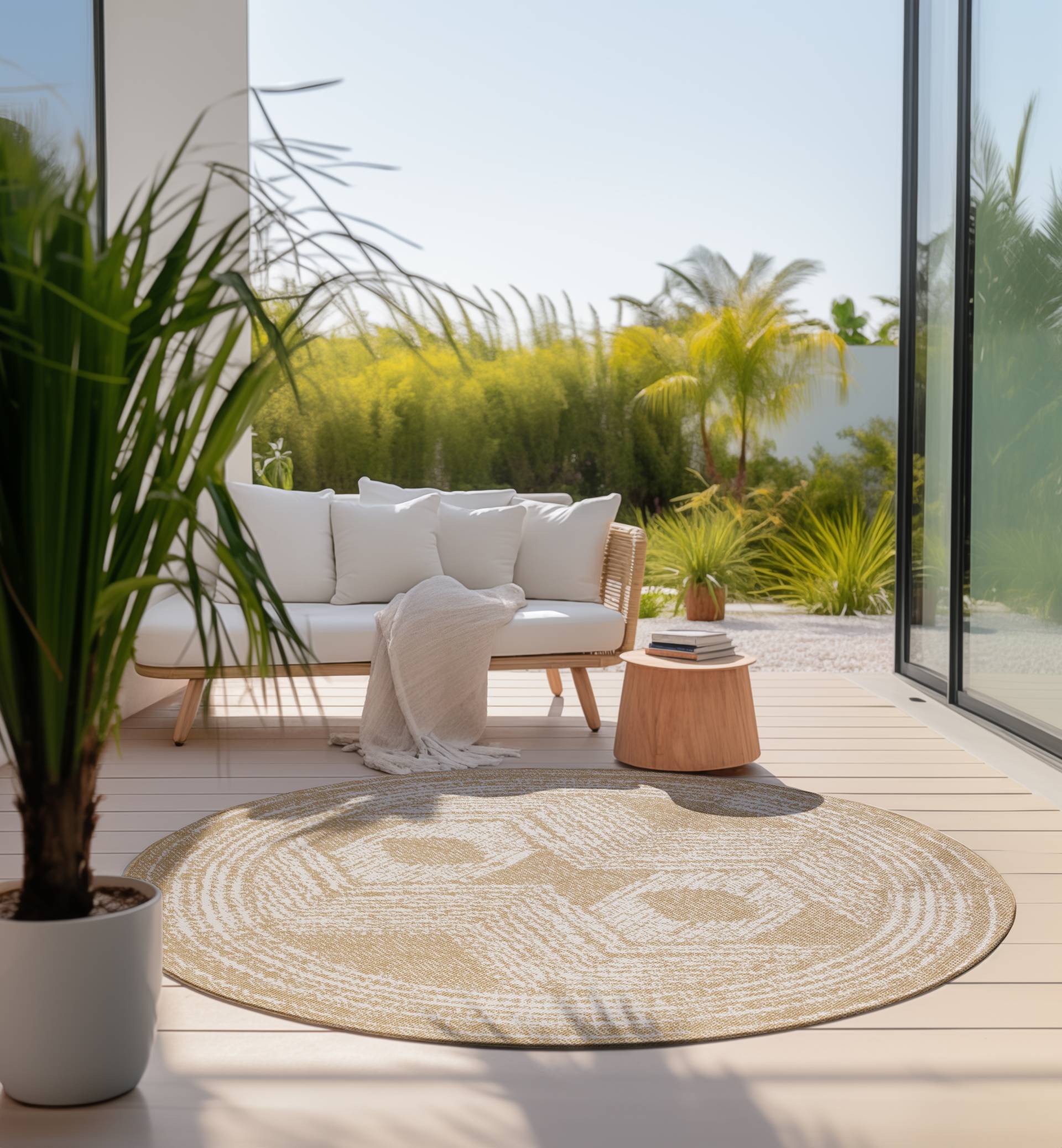 ELLE DECORATION Teppich »Merge, In- und Outdoor«, rund, Flachgewebe, In-& Outdoor, Modern, Wendeteppich, Balkon, Wohnzimmer von ELLE DECORATION