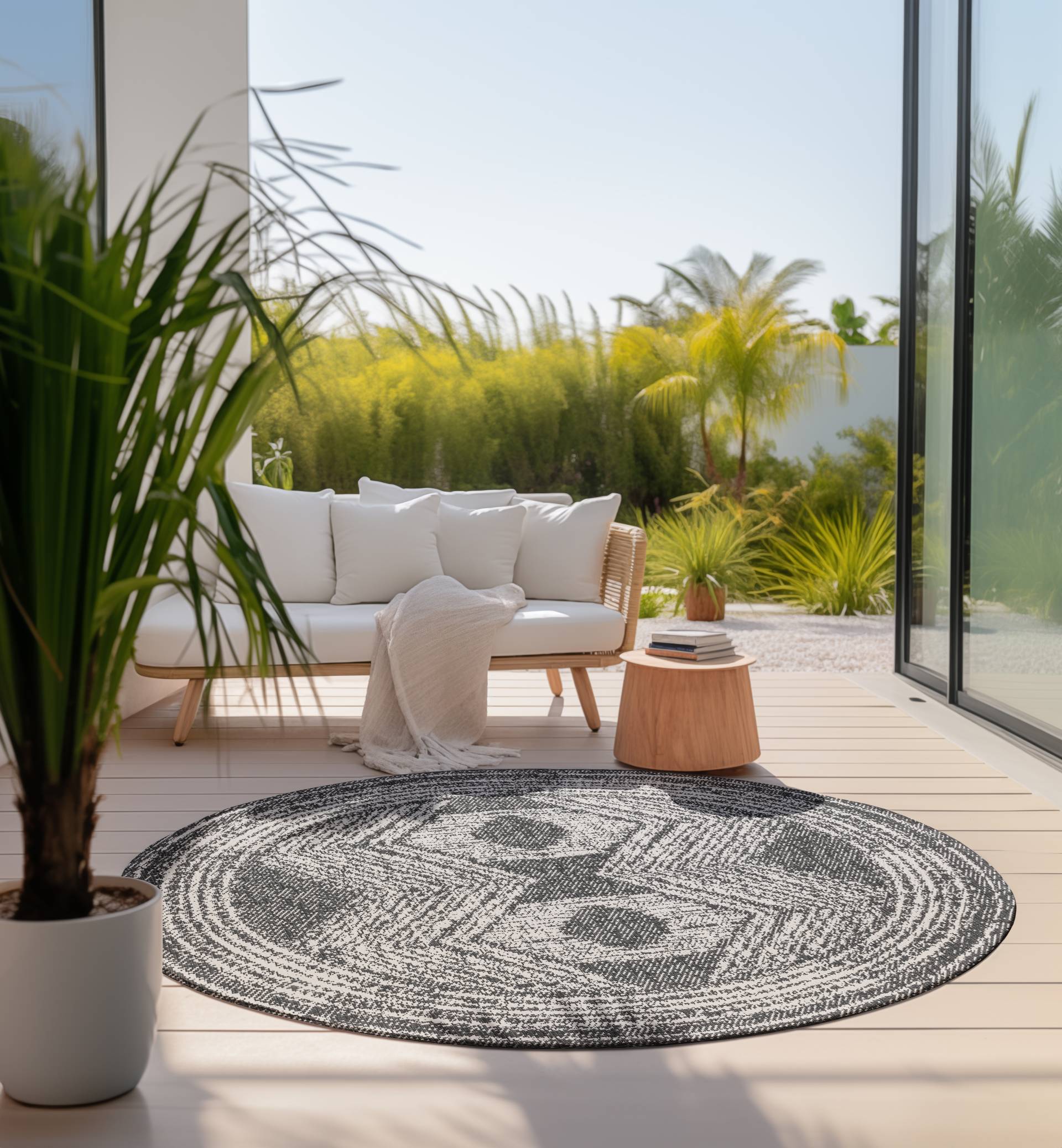 ELLE DECORATION Teppich »Merge, In- und Outdoor«, rund, Flachgewebe, In-& Outdoor, Modern, Wendeteppich, Balkon, Wohnzimmer von ELLE DECORATION