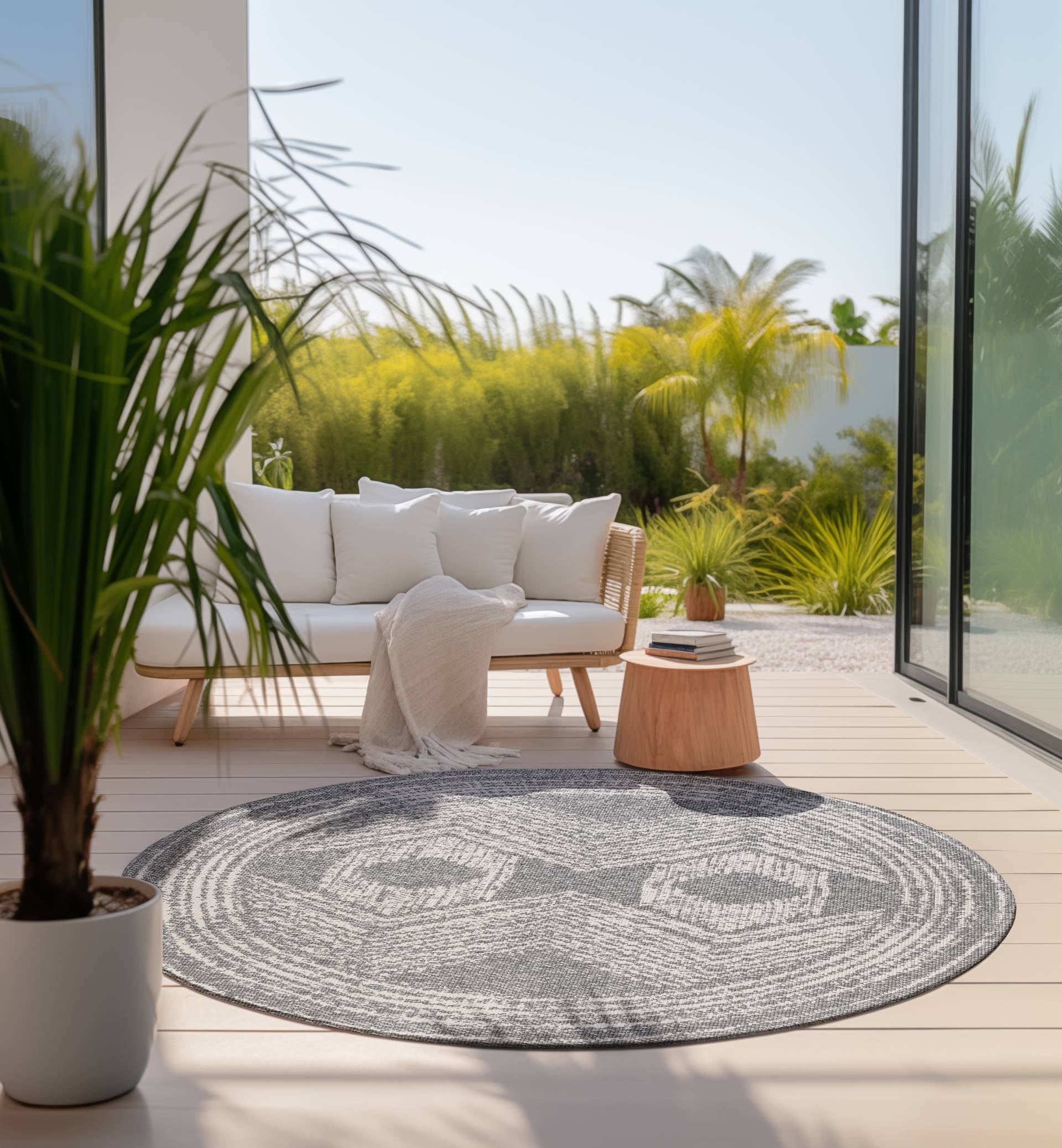 ELLE DECORATION Teppich »Merge, In- und Outdoor«, rund, Flachgewebe, In-& Outdoor, Modern, Wendeteppich, Balkon, Wohnzimmer von ELLE DECORATION