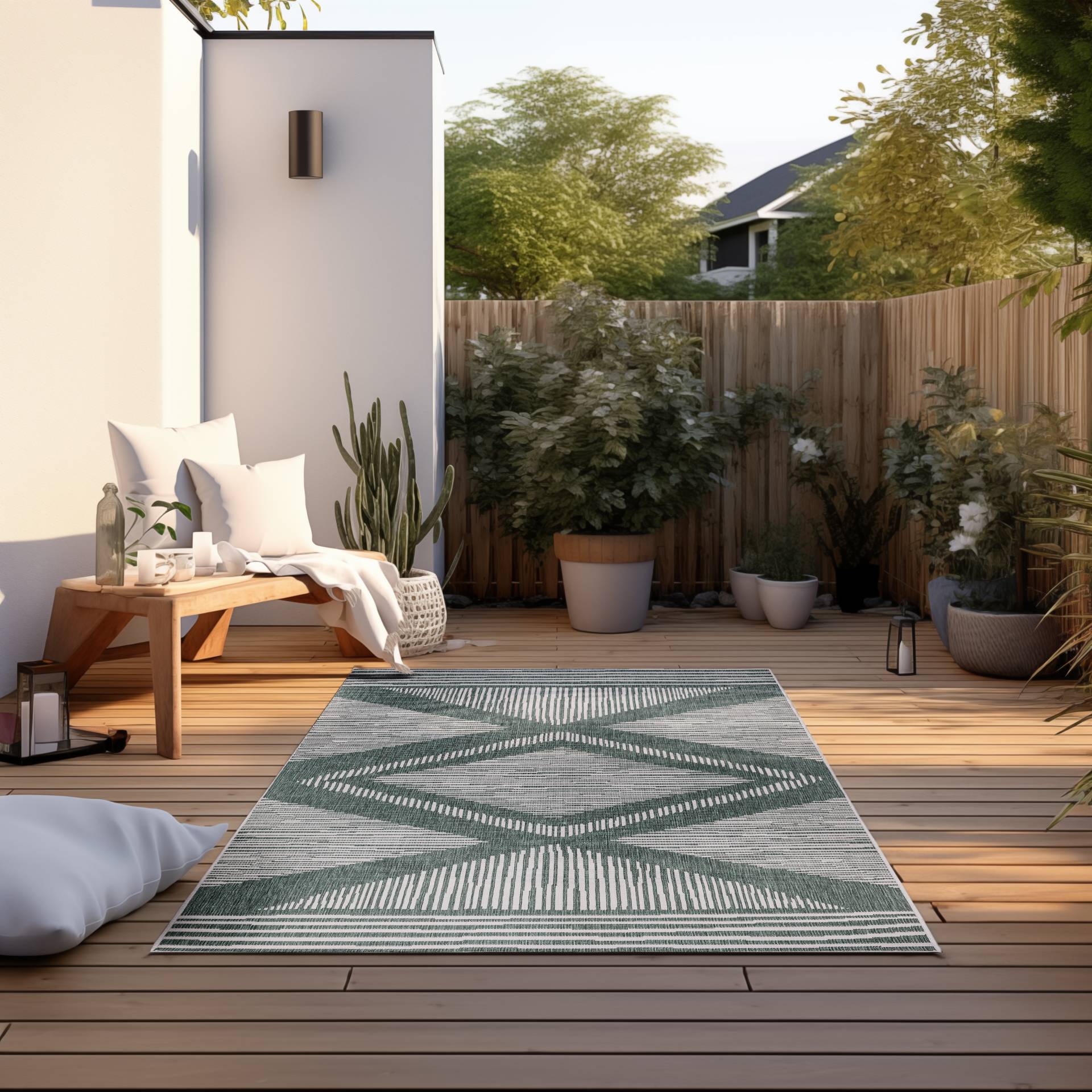 ELLE DECORATION Teppich »Rhombus, In- und Outdoor«, rechteckig, Flachgewebe, In-& Outdoor, Modern, Wendeteppich, Balkon, Wohnzimmer von ELLE DECORATION