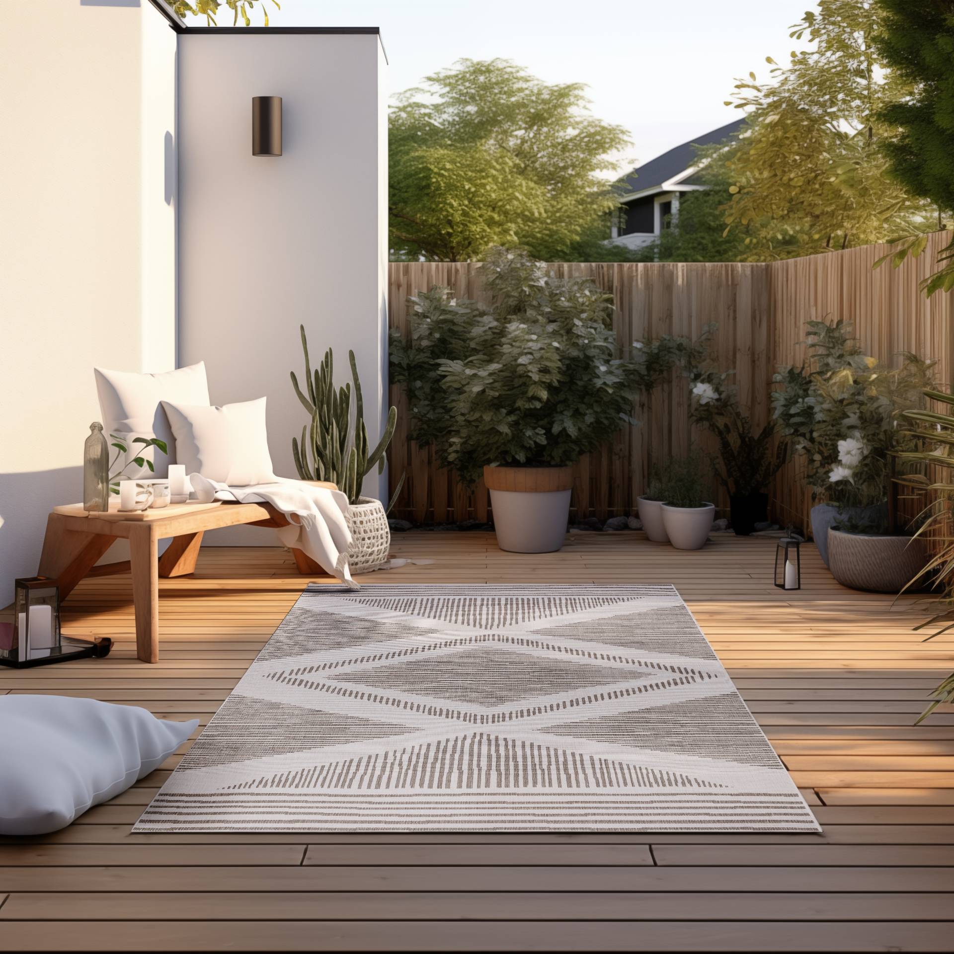 ELLE DECORATION Teppich »Rhombus, In- und Outdoor«, rechteckig, Flachgewebe, In-& Outdoor, Modern, Wendeteppich, Balkon, Wohnzimmer von ELLE DECORATION