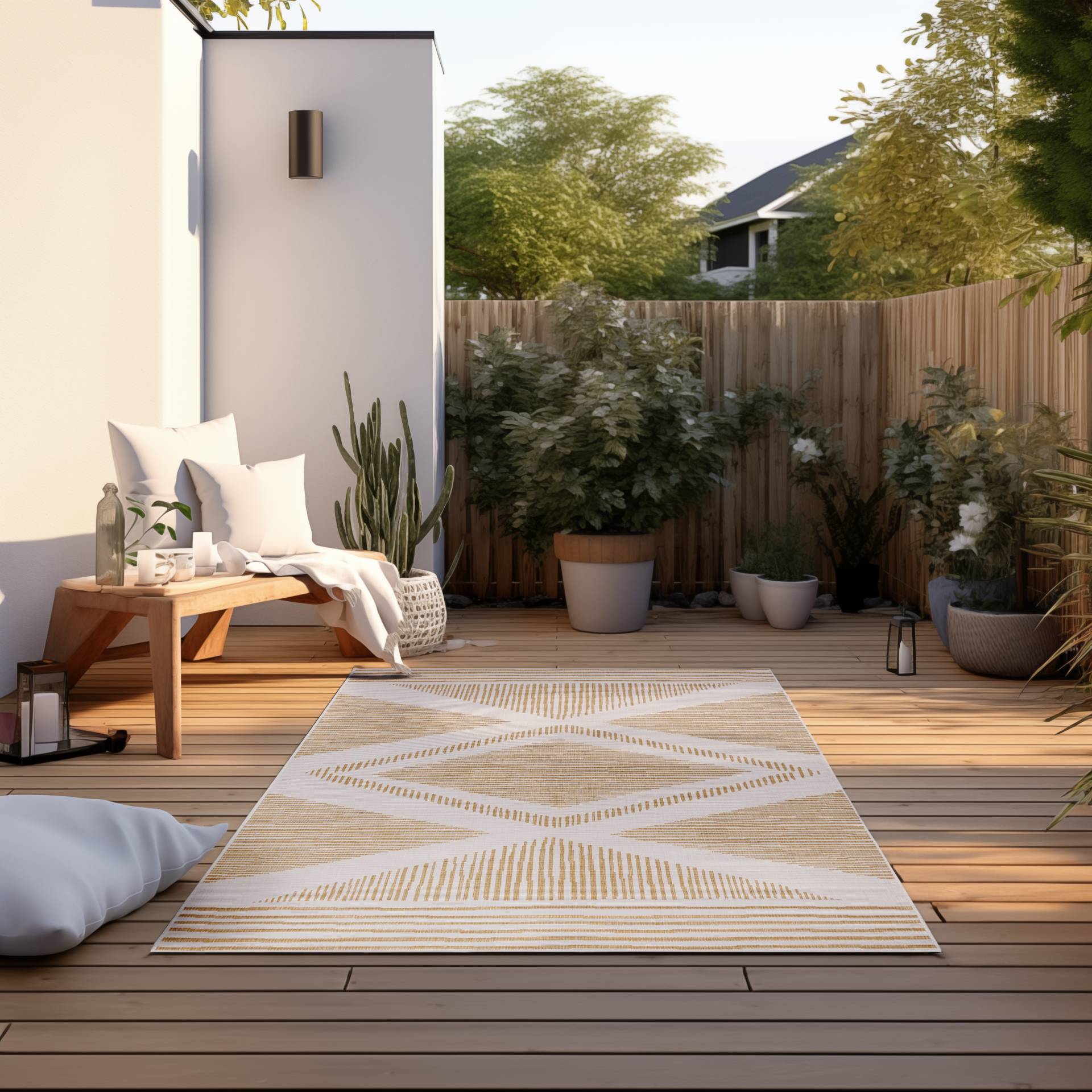 ELLE DECORATION Teppich »Rhombus, In- und Outdoor«, rechteckig, Flachgewebe, In-& Outdoor, Modern, Wendeteppich, Balkon, Wohnzimmer von ELLE DECORATION