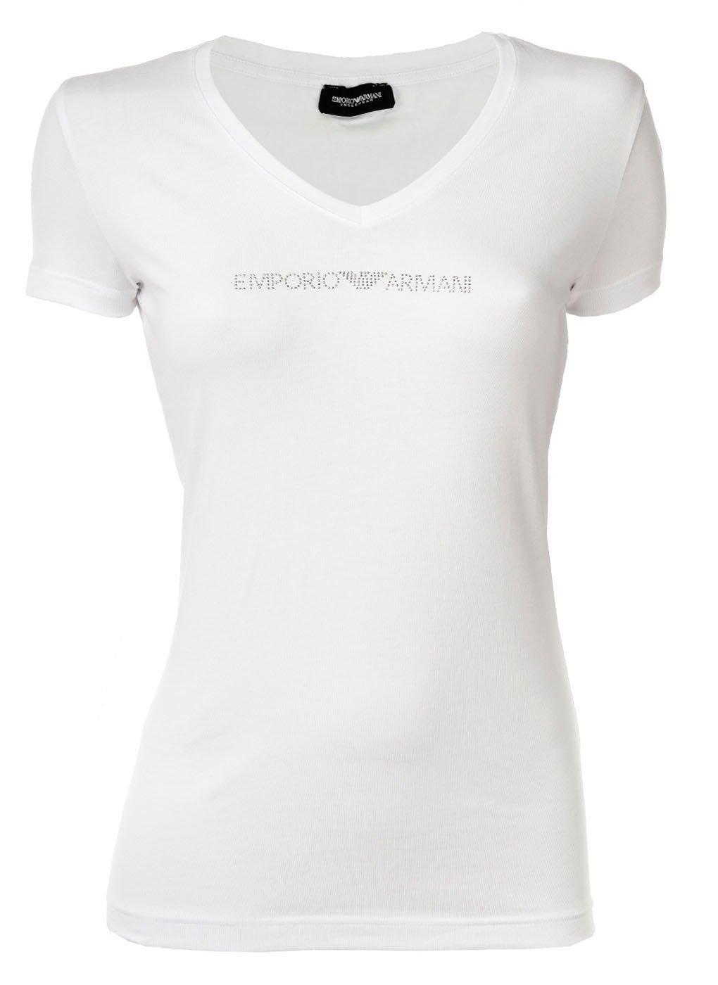 Emporio Armani - T-Shirt  Figurbetont, für Damen, Weiss, Größe L von Emporio Armani