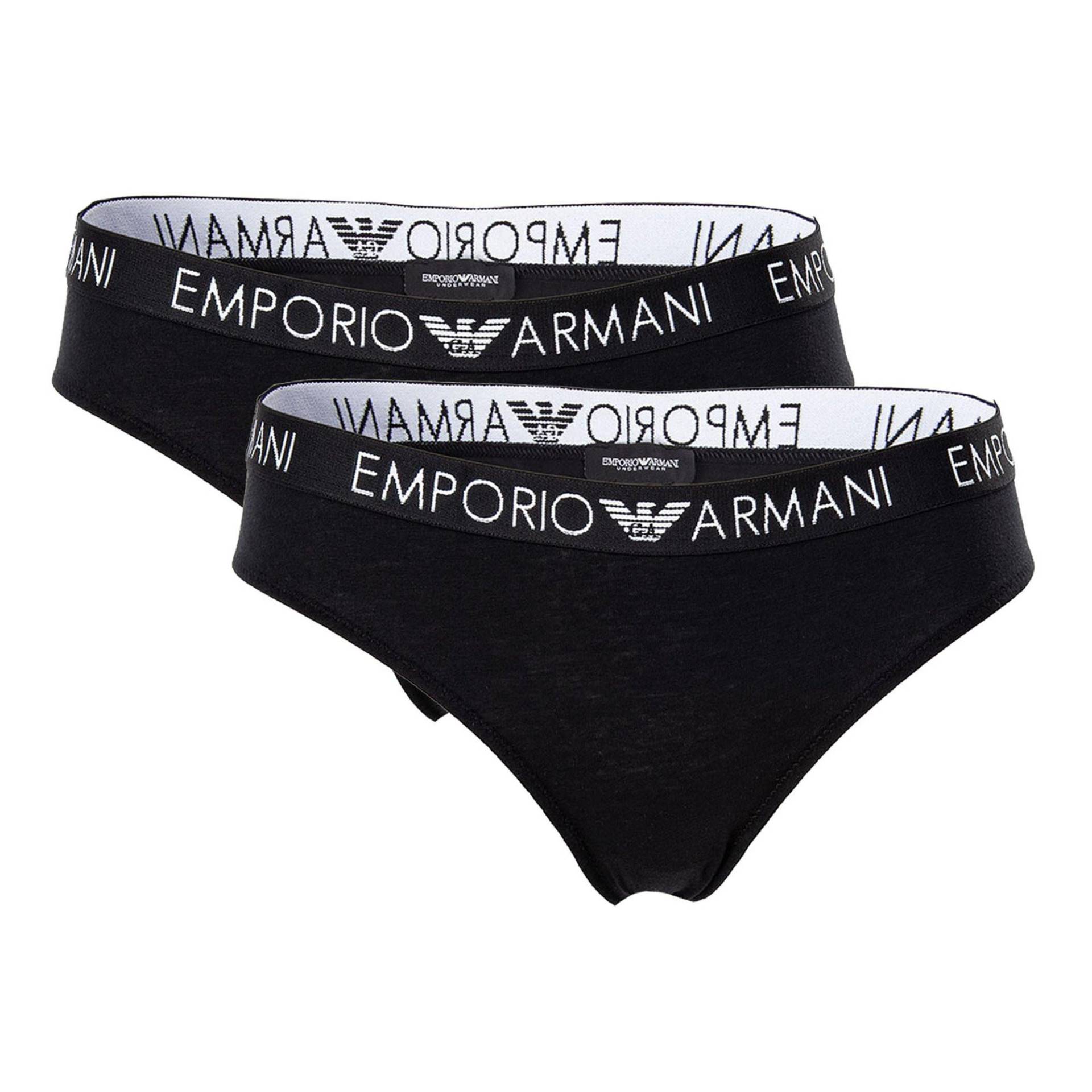 Emporio Armani - Slip  2er Pack Figurbetont, für Damen, Schwarz, Größe XS von Emporio Armani