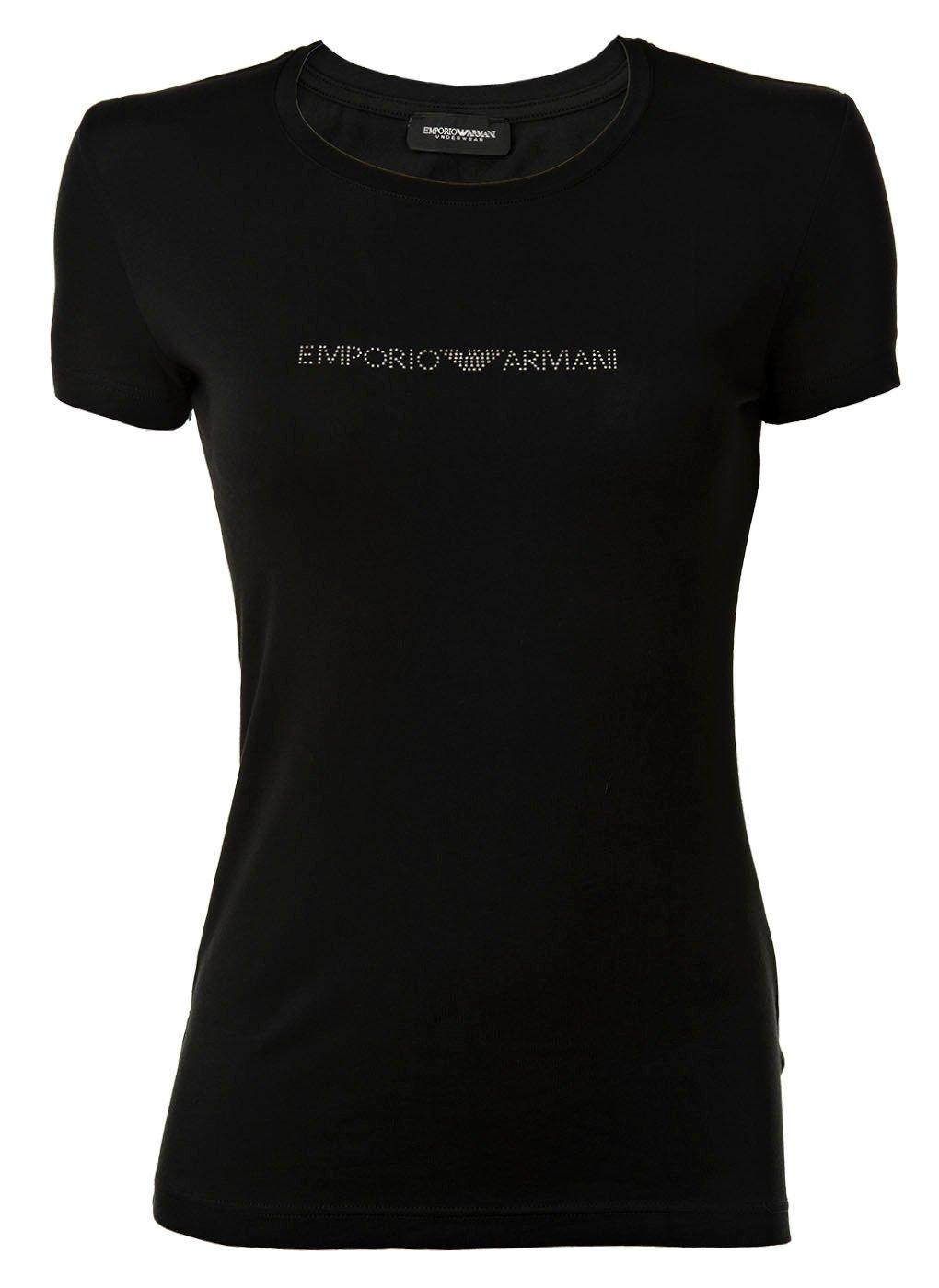 Emporio Armani - T-Shirt  Figurbetont, für Damen, Schwarz, Größe M von Emporio Armani