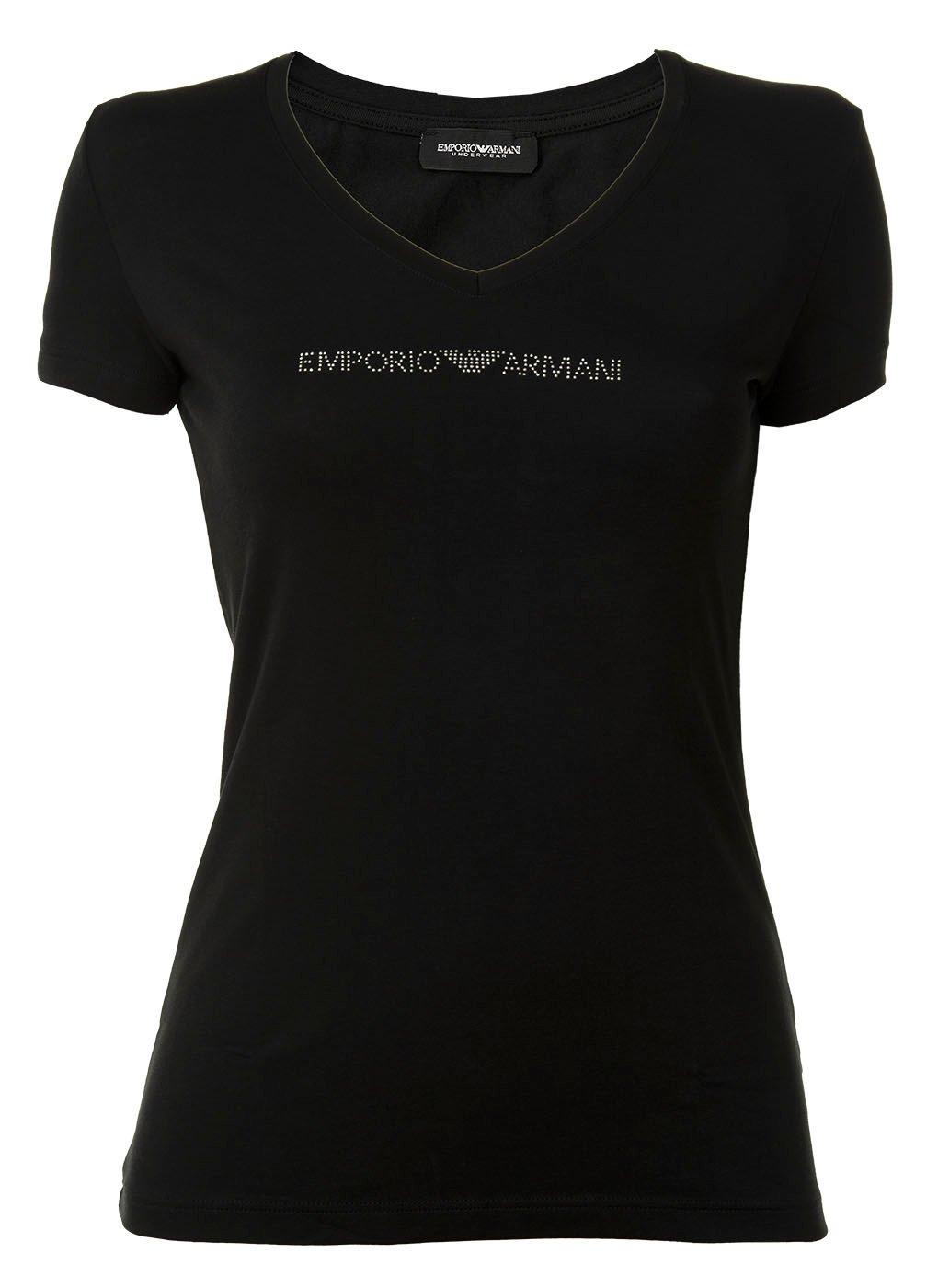 Emporio Armani - T-Shirt  Figurbetont, für Damen, Schwarz, Größe M von Emporio Armani