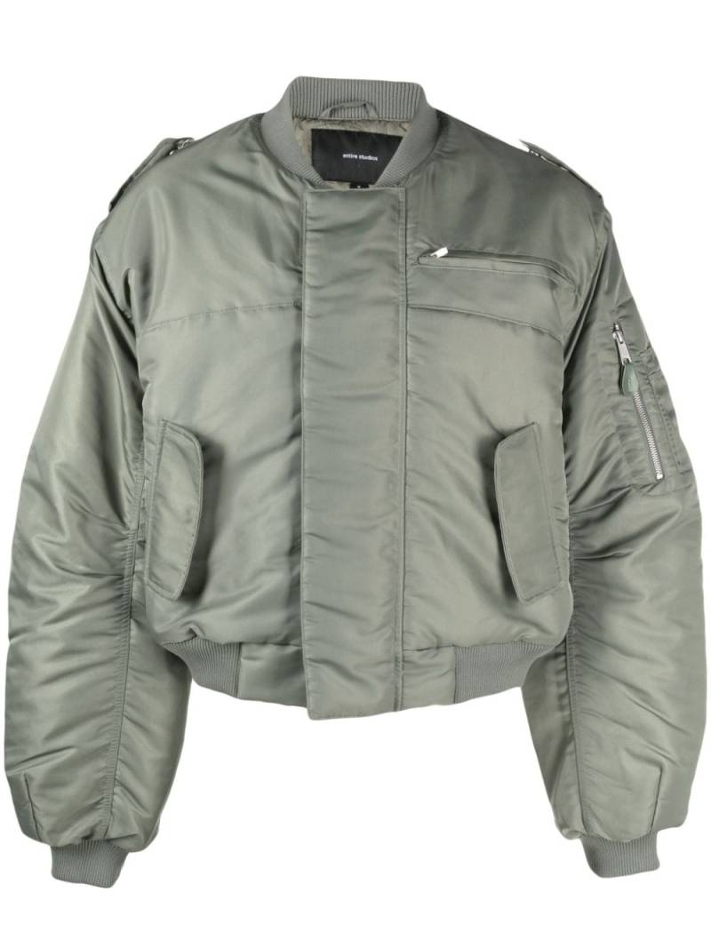 ENTIRE STUDIOS baseball-collar cropped bomber jacket - Green von ENTIRE STUDIOS