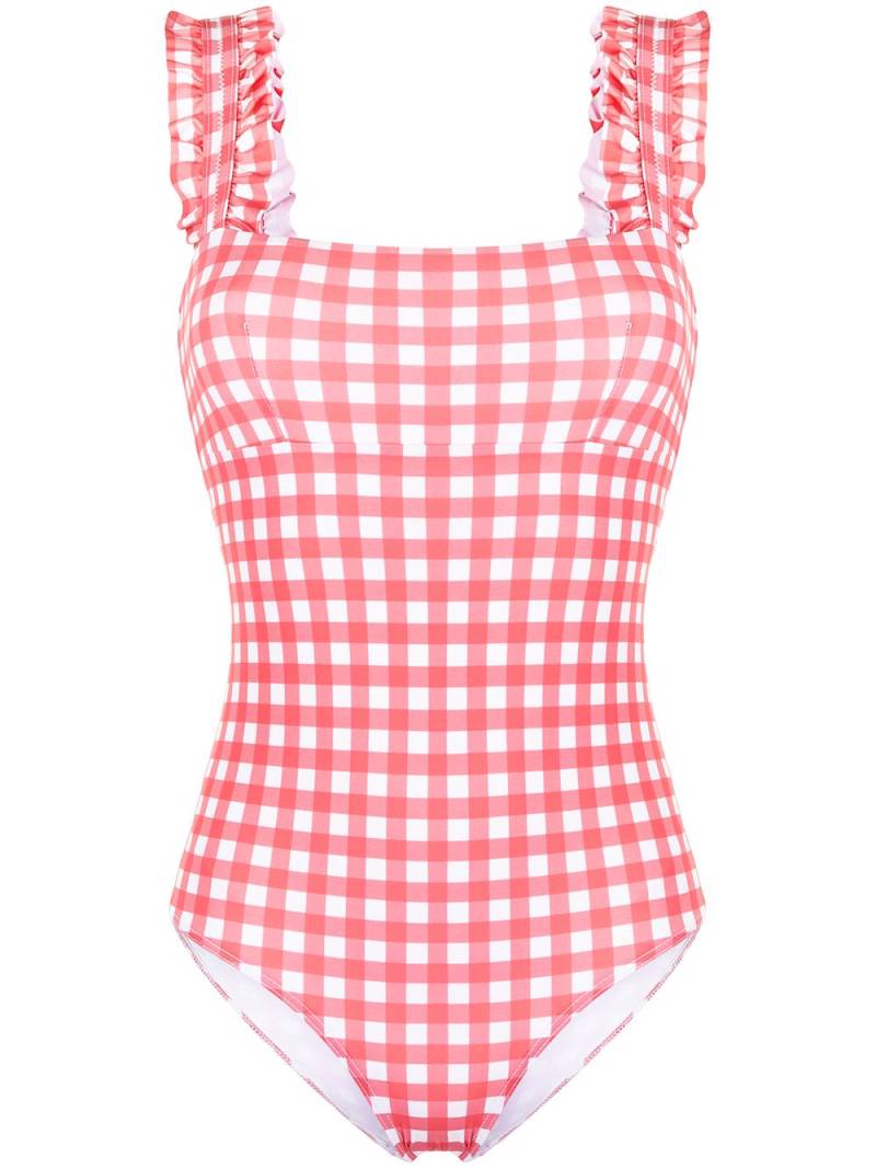 EPHEMERA checked ruffle-trimmed swimsuit - Pink von EPHEMERA