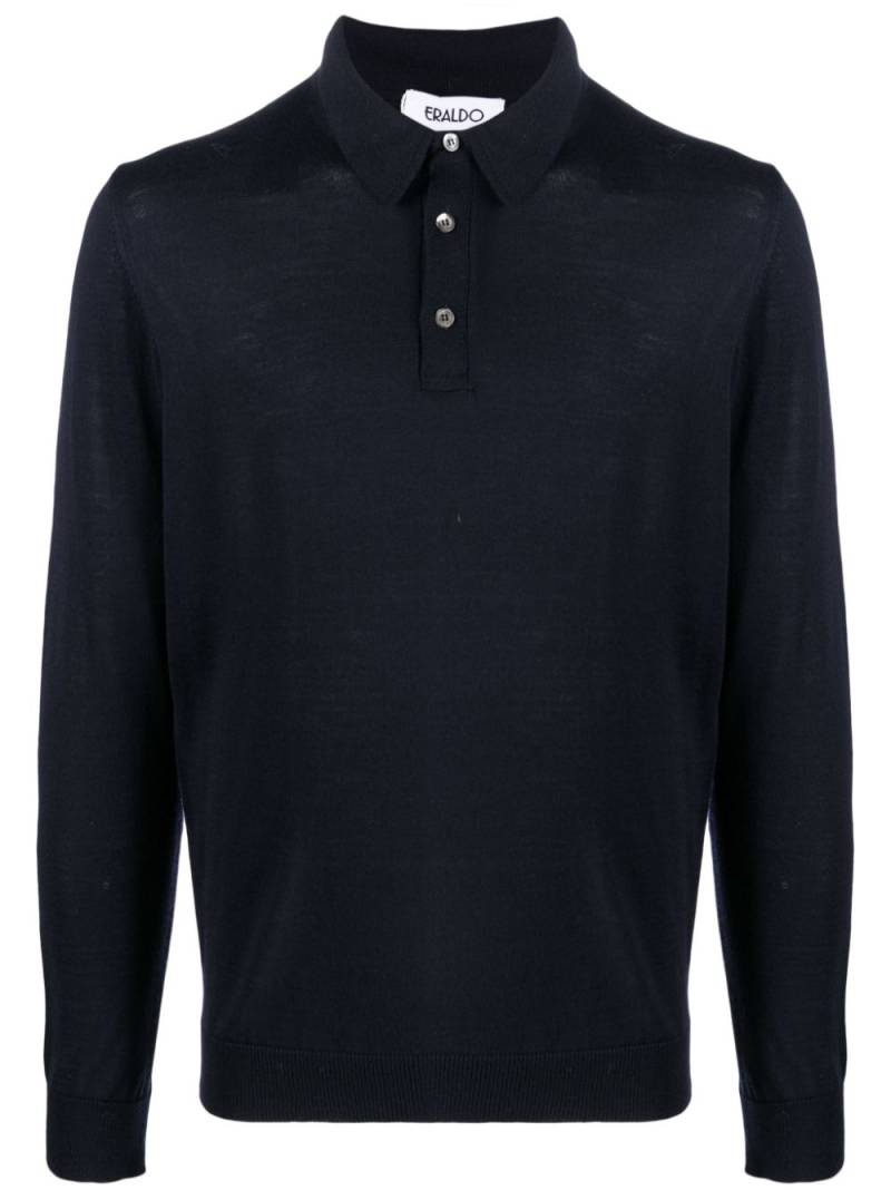 ERALDO long-sleeve wool polo shirt - Blue von ERALDO