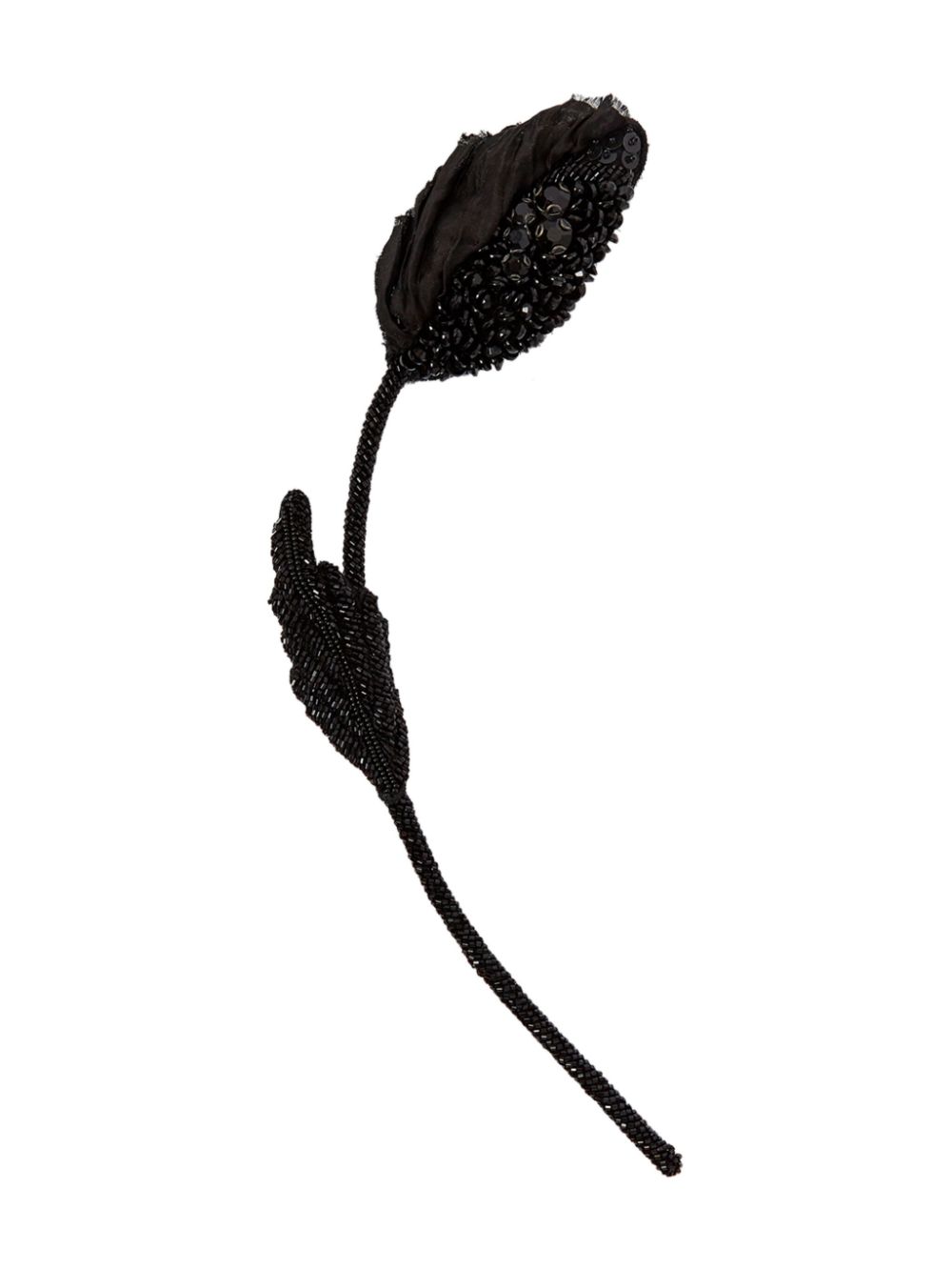 ERDEM Bud flower-shaped brooche - Black von ERDEM