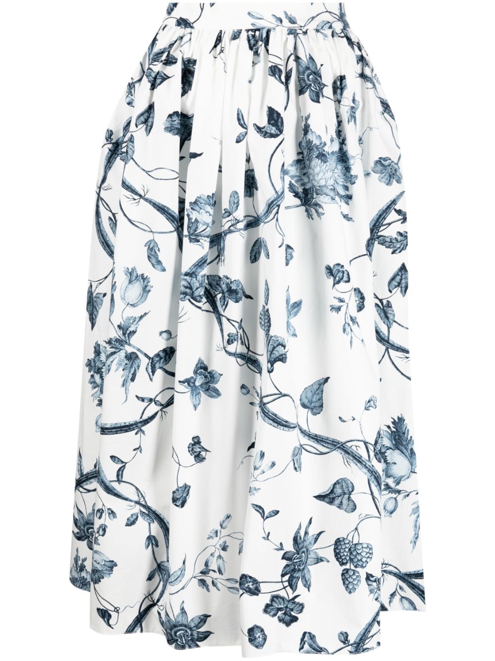 ERDEM botanical-print cotton midi skirt - White von ERDEM