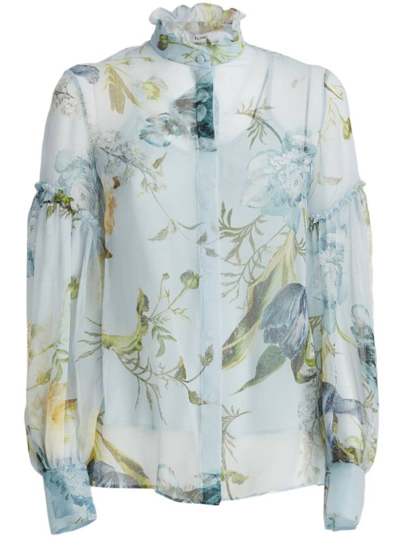 ERDEM botanical-print silk blouse - Blue von ERDEM