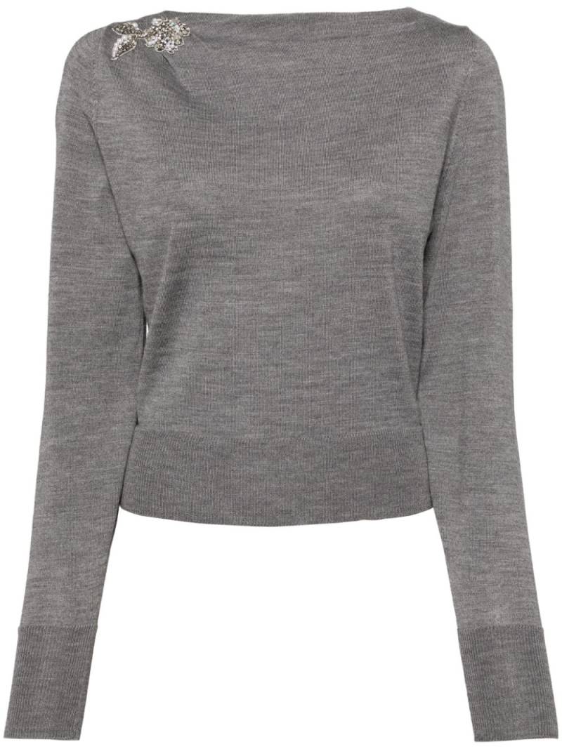 ERDEM glass crystal embellishment wool knitted top - Grey von ERDEM