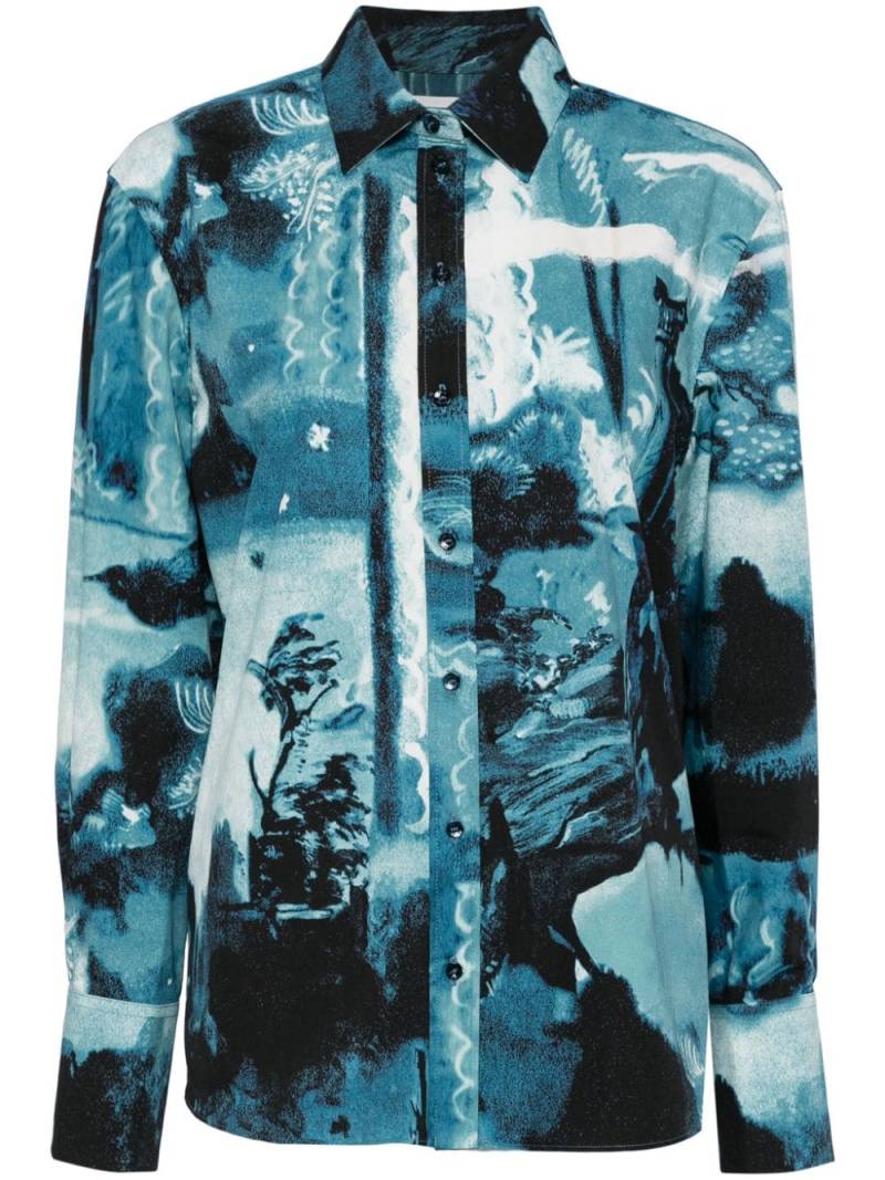 ERDEM graphic print long sleeves shirt - Blue von ERDEM