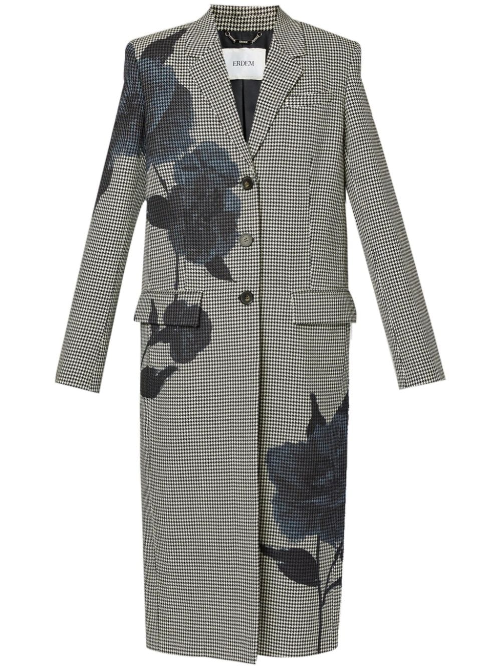 ERDEM houndstooth-pattern overprinted coat - Blue von ERDEM