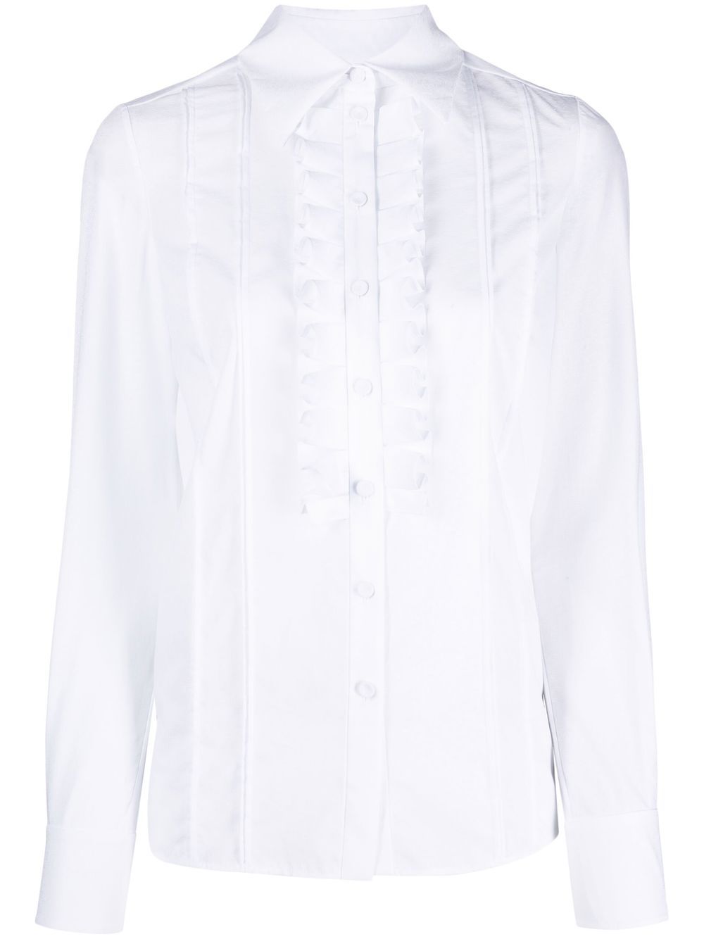 ERDEM ruffle-detail long-sleeve shirt - White von ERDEM