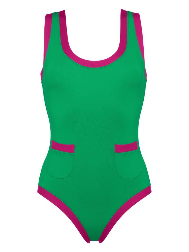 ERES Pueblo contrast-edge pocket-detail swimsuit - Green von ERES