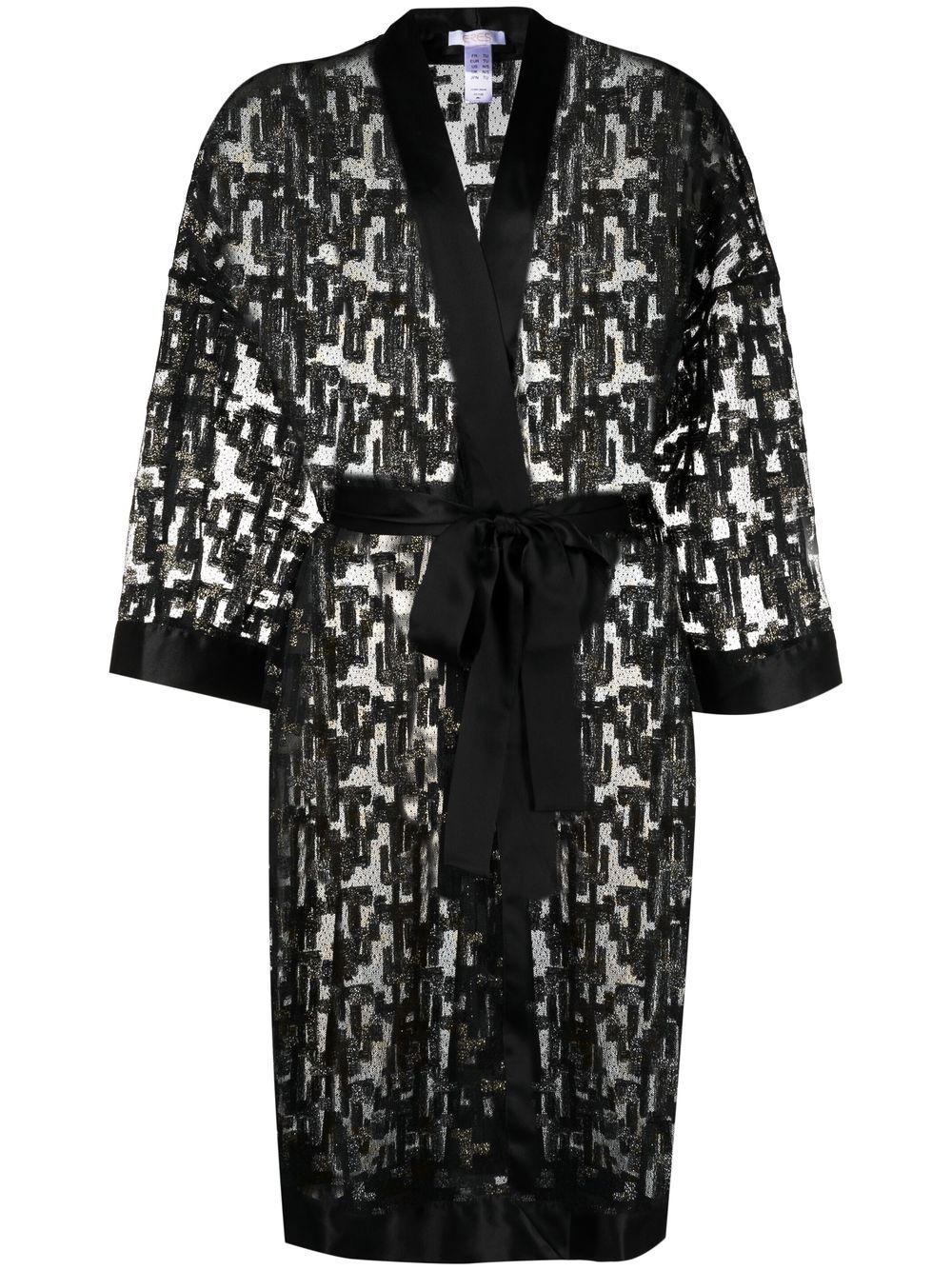 ERES metallic-embroidery semi-sheer robe - Black von ERES