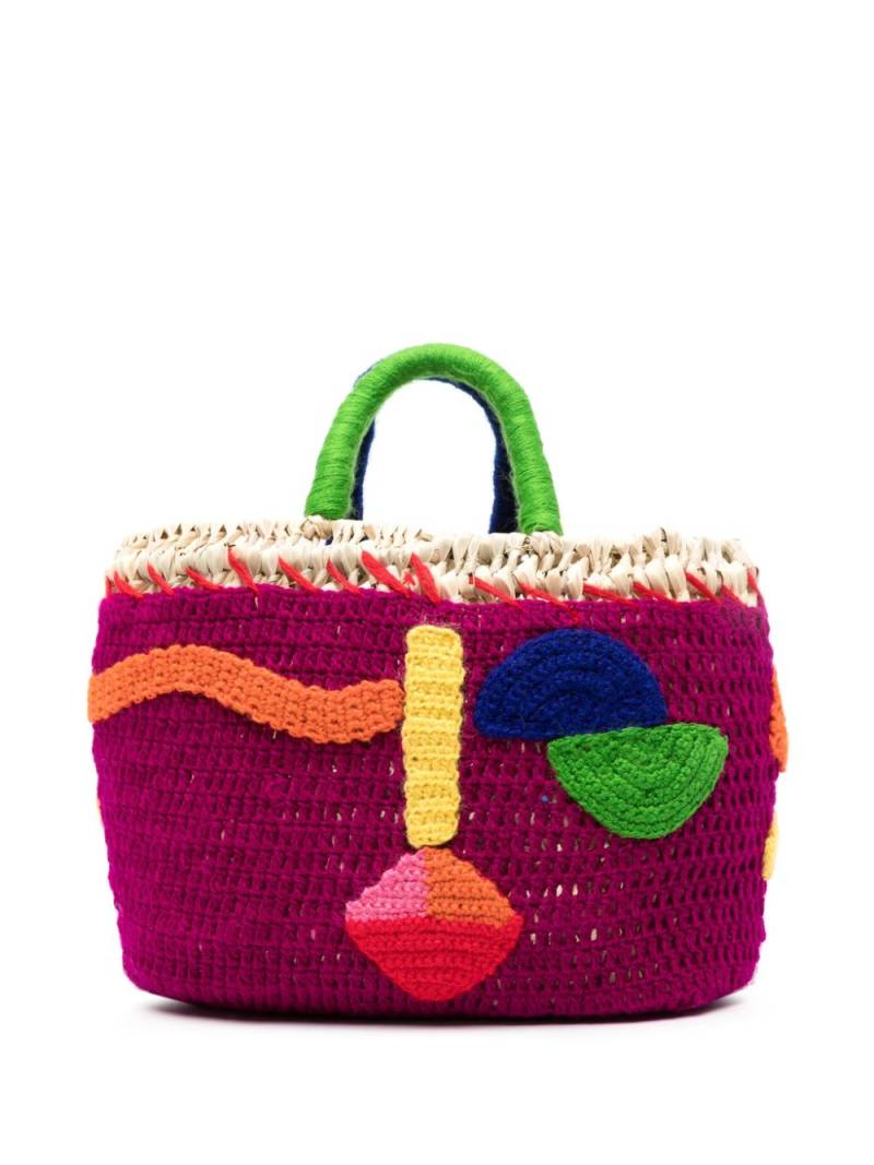 ERES micro Besos straw tote bag - Purple von ERES