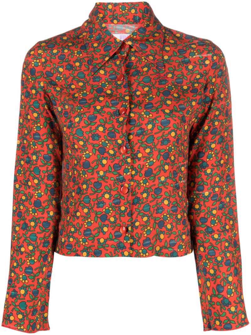 ERL Folksy Flower long-sleeve shirt - Orange von ERL