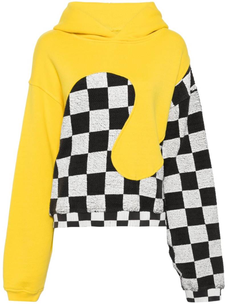 ERL check-pattern panelled cotton hoodie - Yellow von ERL