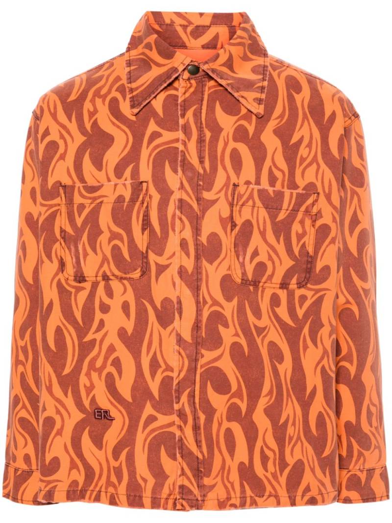 ERL flame-print canvas shirt jacket - Orange von ERL