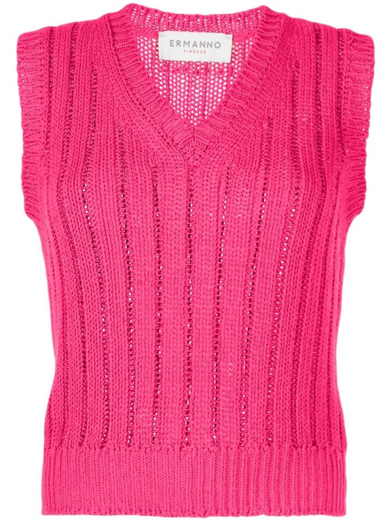 ERMANNO FIRENZE V-neck knitted vest - Pink von ERMANNO FIRENZE